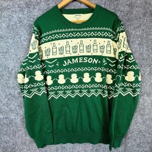 Jameson Whiskey The Merry Duo Christmas Sweater Mens XL Green Festive Holiday